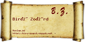 Biró Zoárd névjegykártya